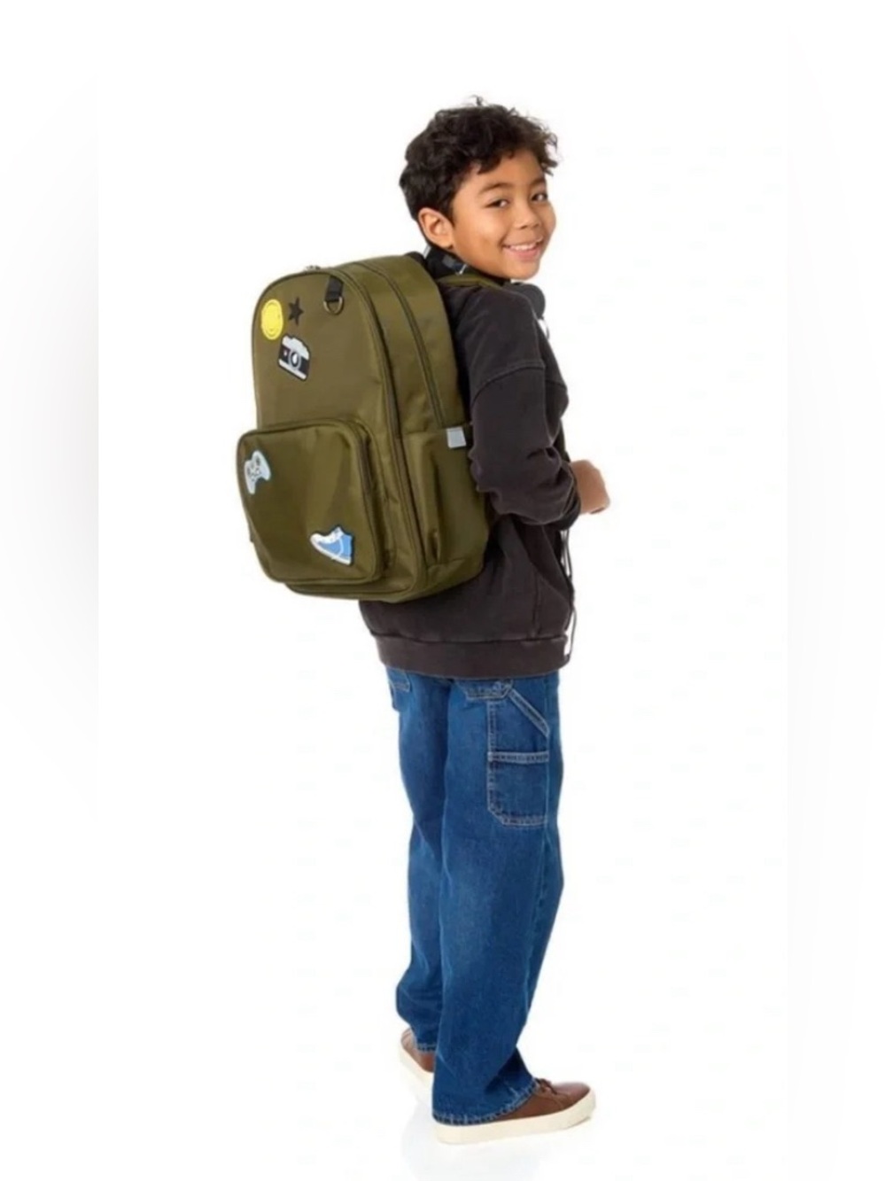 NWT Locker Club Kids 16L Nylon Backpack Green w/ Headphone Pencil Pouch - Picture 7 of 14